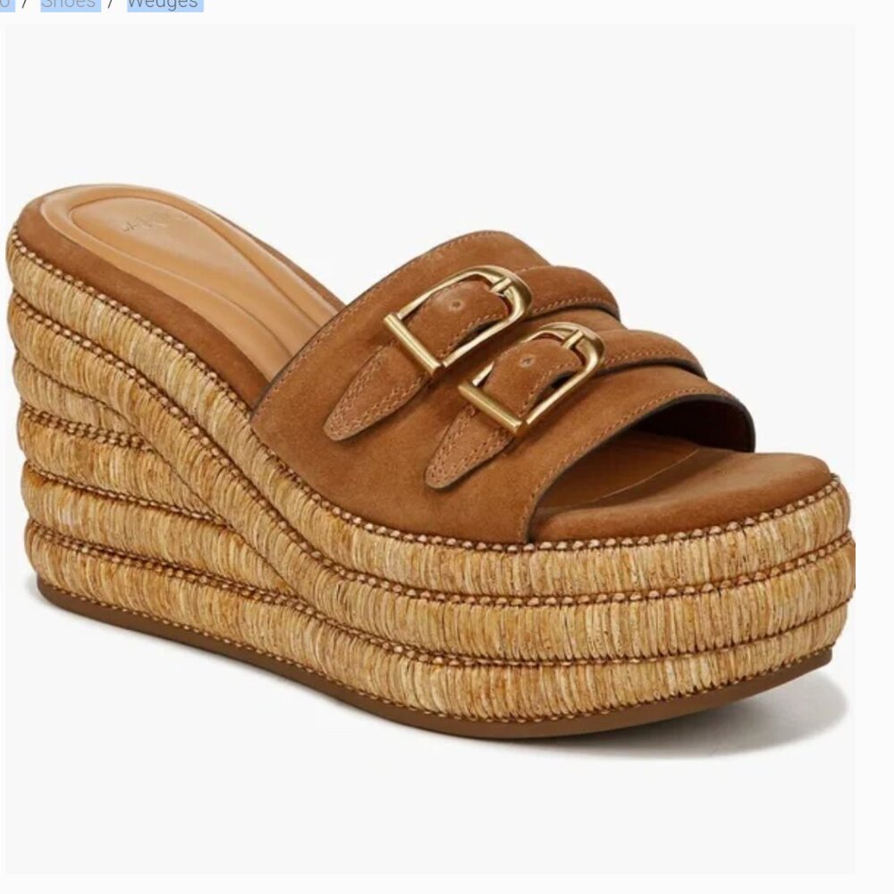 NIB Sarto by Franco Sarto Torino Wedge Platform Sandal Slide Brown - size 8.5